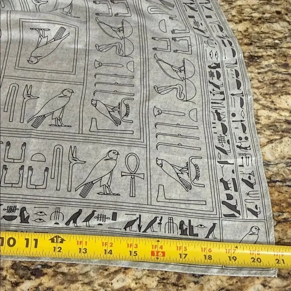Metropolitan Museum of Art Egyptian Hieroglyph Silk Scarf 21x21 Gray Vintage